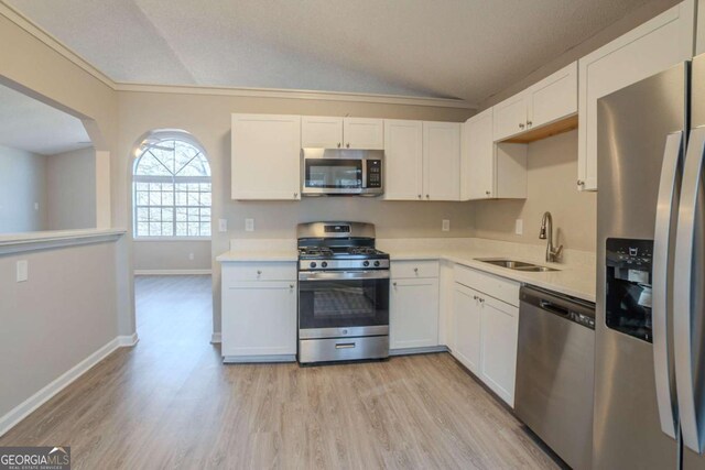 kitchen with white cabinetry, sink, and stainless steel appliances