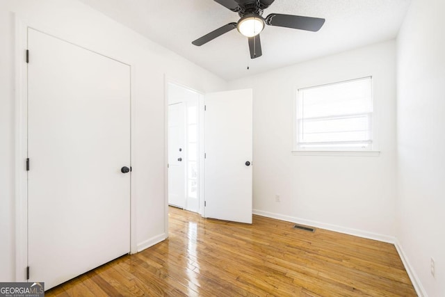 unfurnished bedroom with light hardwood / wood-style floors