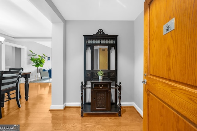 interior space with hardwood / wood-style floors