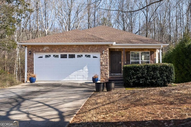 ranch-style home featuring a garage