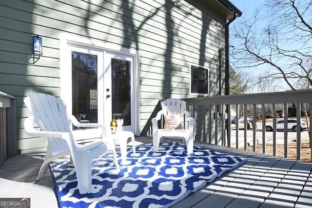 wooden deck with french doors