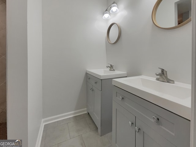 bathroom featuring vanity and tile patterned flooring