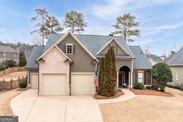 view of front of property with a garage