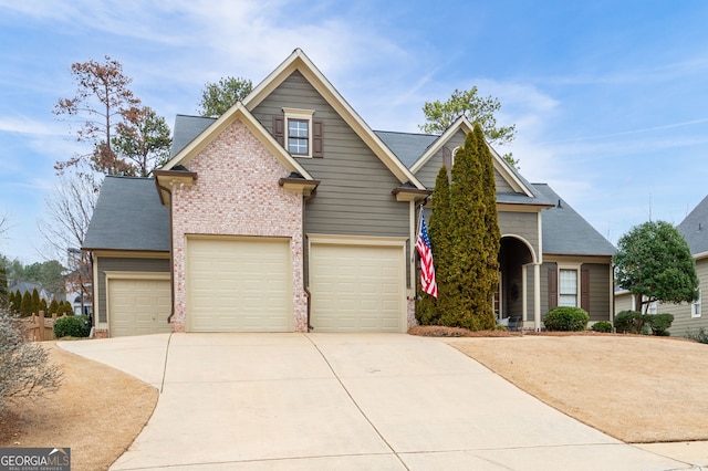 view of front of house with a garage