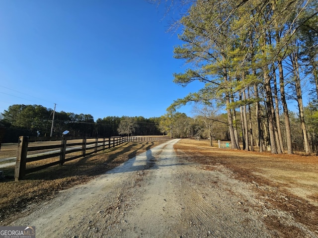 view of road featuring a rural view