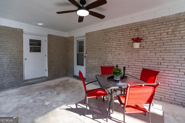 view of patio with ceiling fan