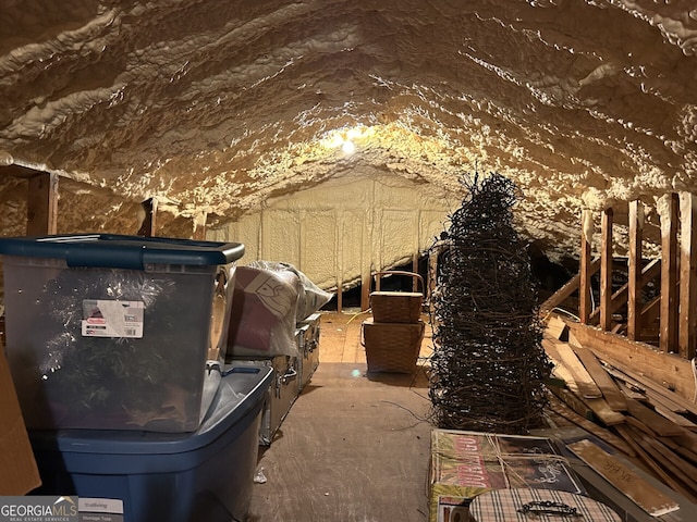 view of unfinished attic