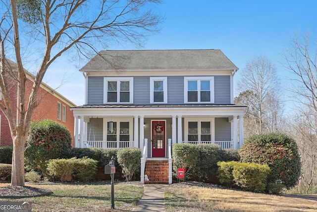 view of front facade featuring covered porch