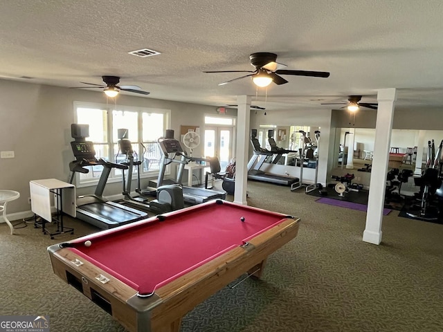 game room with billiards and a textured ceiling