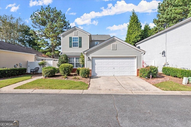 front facade with a garage