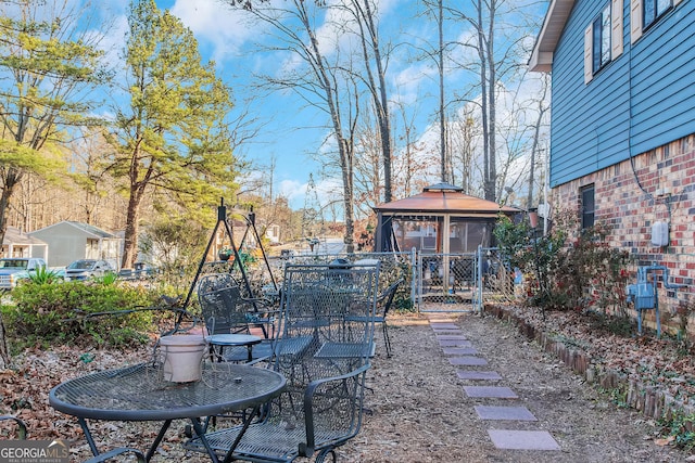 view of yard with a gazebo