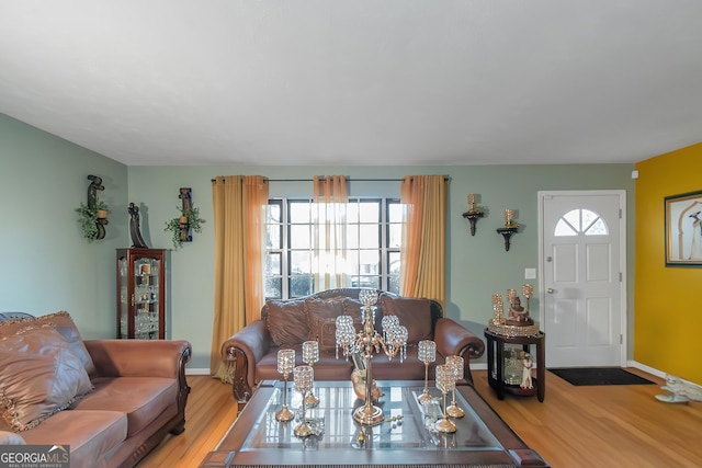 living room featuring light hardwood / wood-style floors