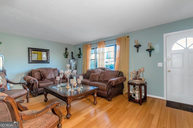 living room featuring light hardwood / wood-style flooring