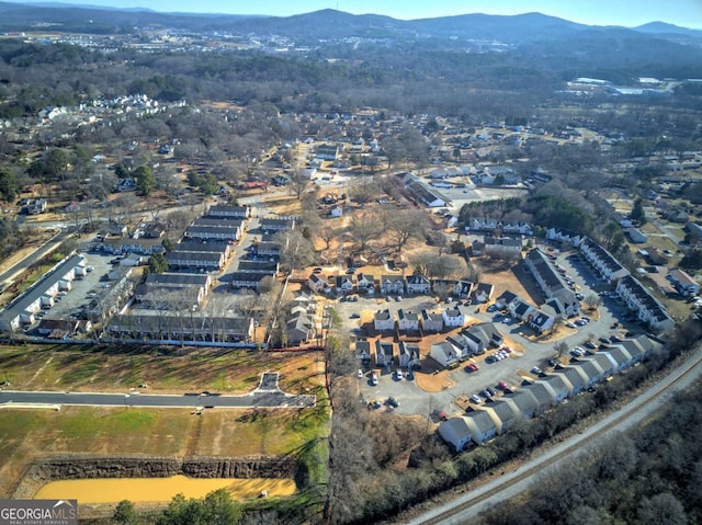 aerial view with a mountain view