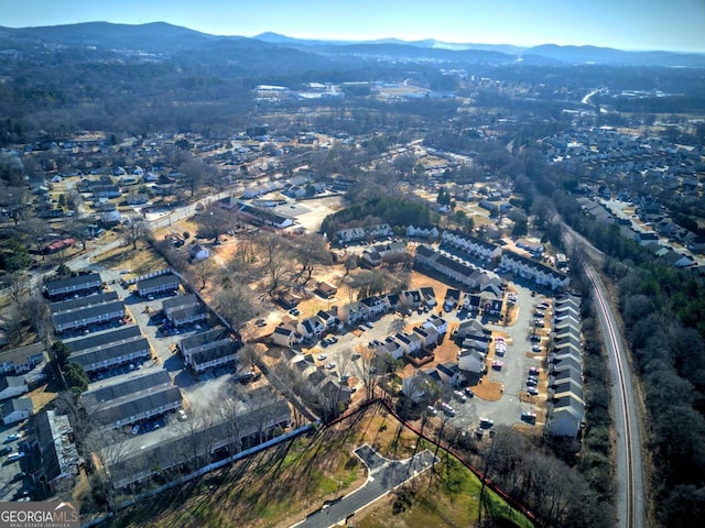 bird's eye view featuring a mountain view