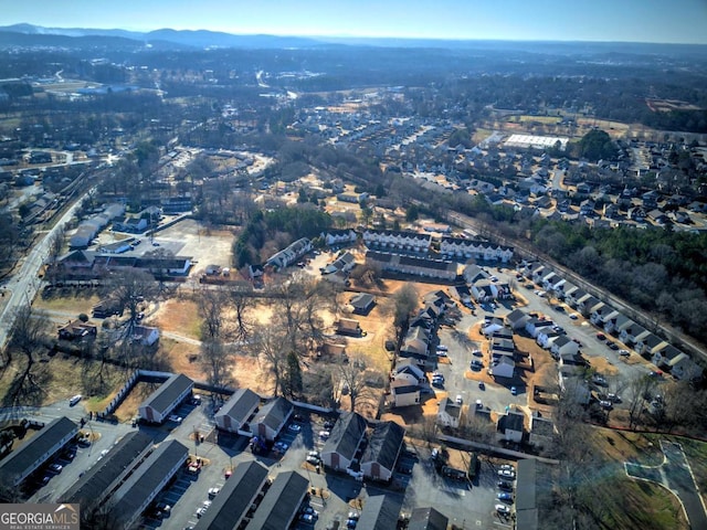 drone / aerial view with a mountain view