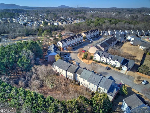 aerial view with a mountain view