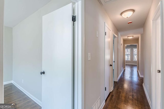 hall featuring dark hardwood / wood-style floors