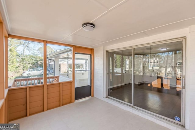 view of unfurnished sunroom