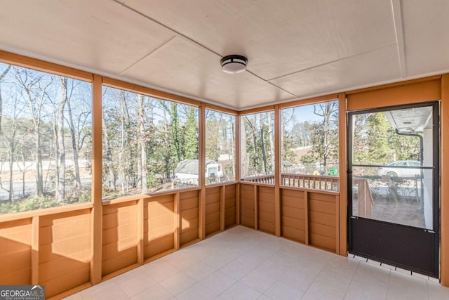 view of unfurnished sunroom