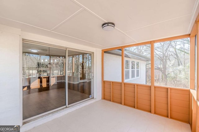 view of unfurnished sunroom