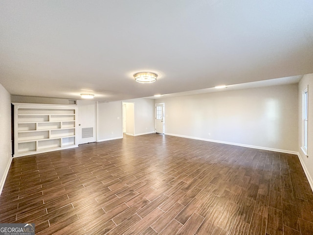 unfurnished living room featuring dark hardwood / wood-style flooring