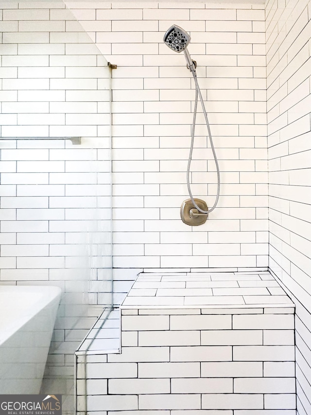 bathroom with independent shower and bath