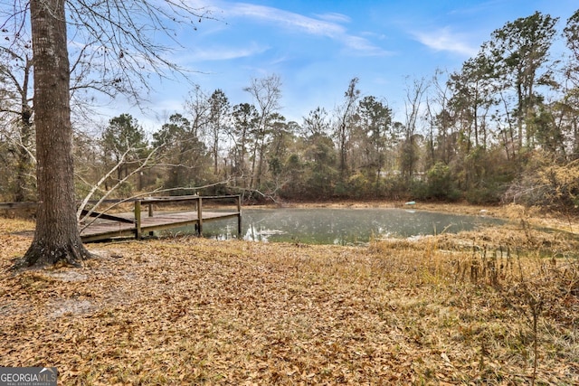 view of yard with a water view