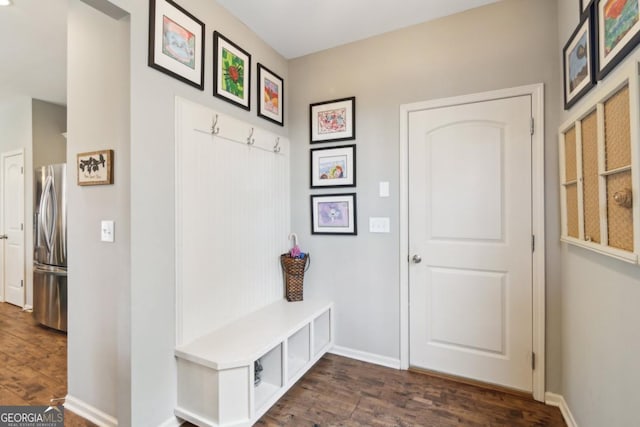 mudroom featuring dark hardwood / wood-style floors