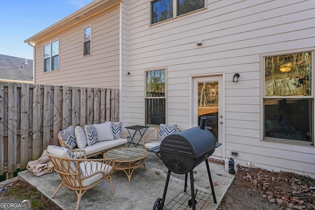 view of patio featuring grilling area and an outdoor hangout area