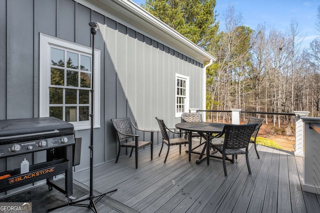 wooden terrace with grilling area