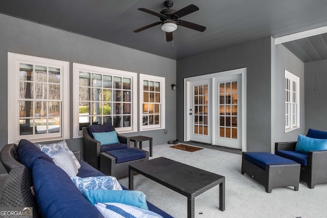 view of patio / terrace with an outdoor hangout area and ceiling fan