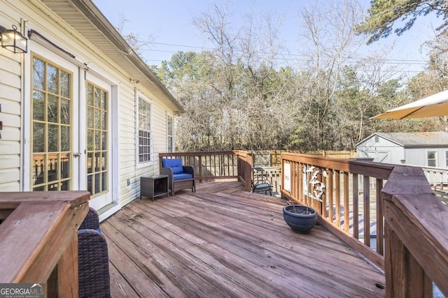 wooden deck featuring french doors