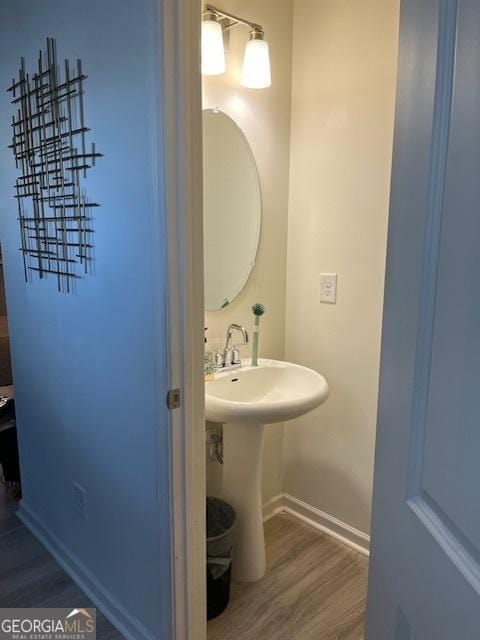 bathroom featuring hardwood / wood-style flooring and sink