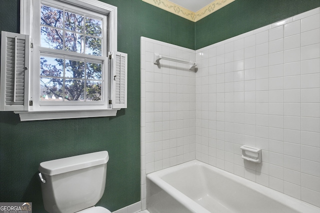 full bathroom with shower / washtub combination and toilet