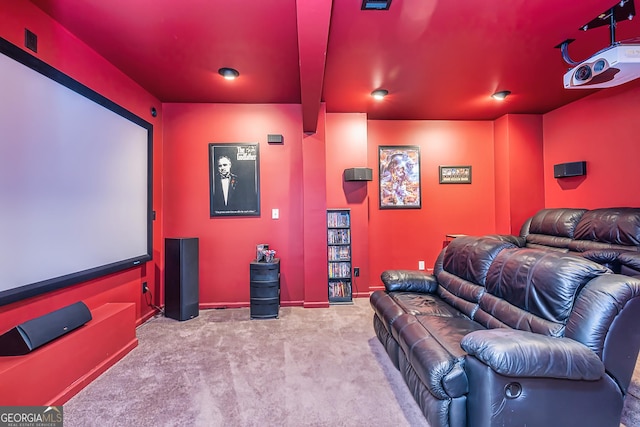 view of carpeted cinema room