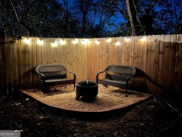 view of patio at twilight