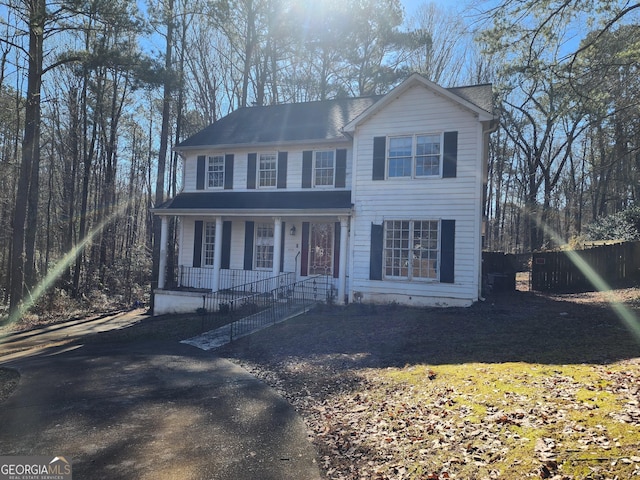 view of front of home featuring covered porch