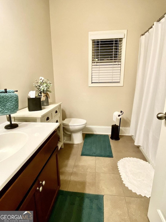 1320 Newbridge Cir, Buford, GA 30519 - bathroom with tile patterned flooring, vanity, and a shower with shower curtain