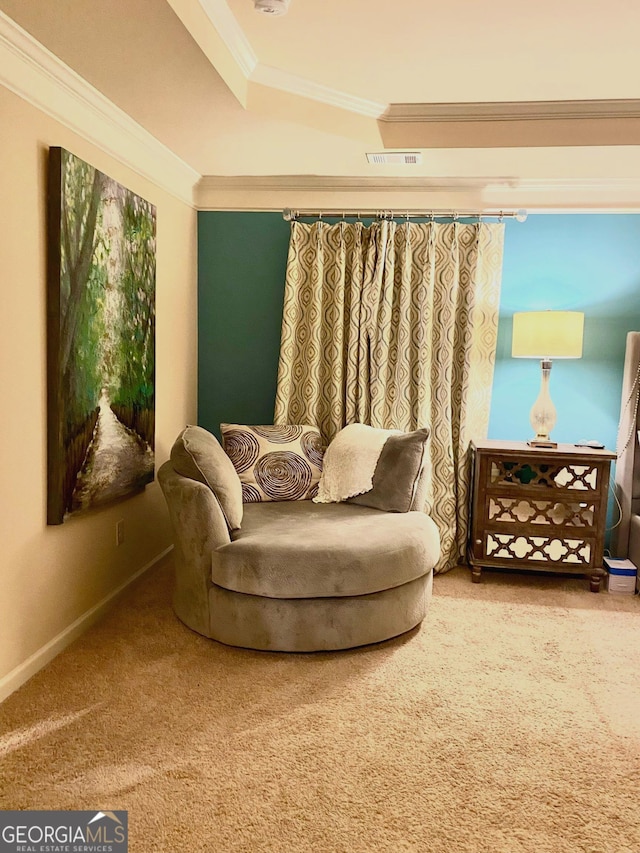 1320 Newbridge Cir, Buford, GA 30519 - sitting room with carpet floors and ornamental molding