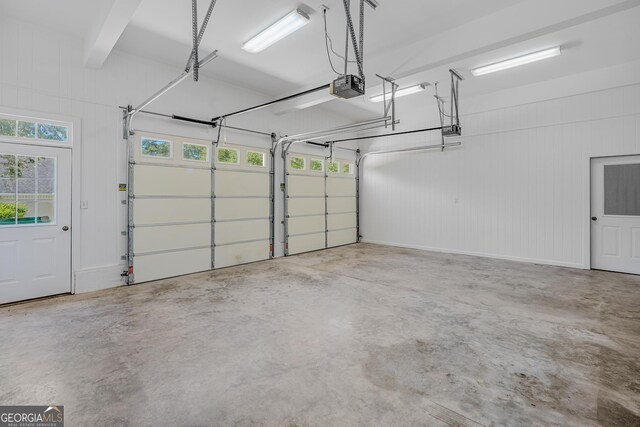 garage with a garage door opener