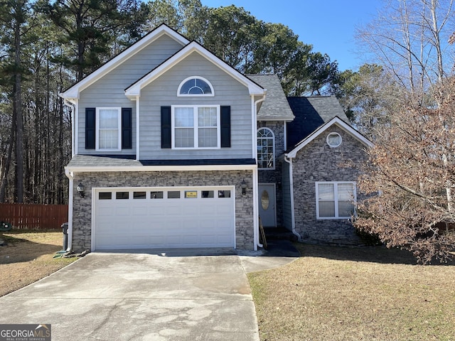 view of front property with a garage