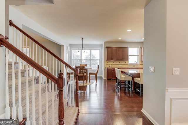 interior space featuring dark hardwood / wood-style floors and sink