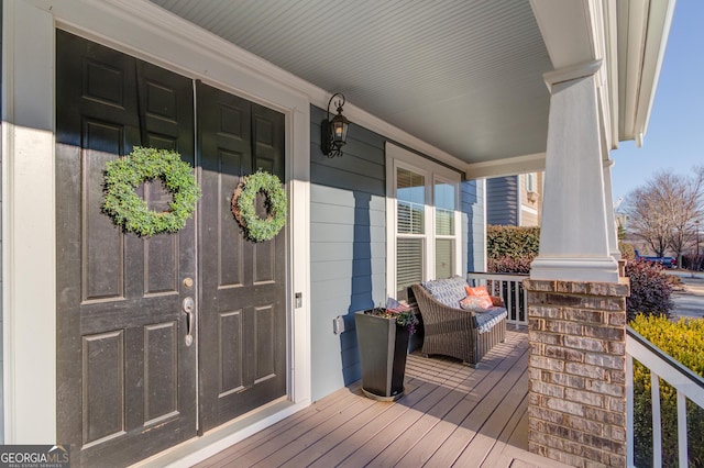 wooden deck with a porch