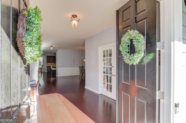 entryway featuring dark wood-type flooring