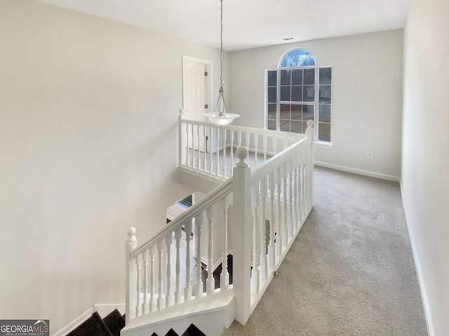 hallway with carpet floors