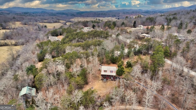 aerial view with a mountain view