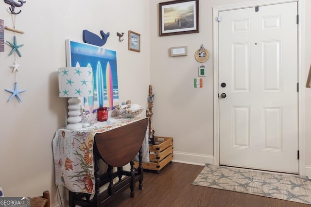 foyer entrance with dark hardwood / wood-style flooring