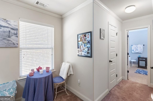 interior space featuring crown molding and a healthy amount of sunlight