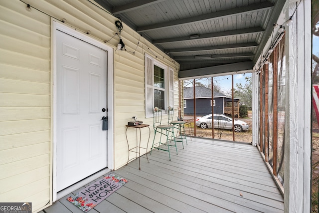 deck featuring covered porch